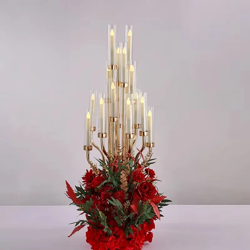 

16-Arm Metal Candelabra for Home & Party Wedding Table Centerpieces & Candle Holders Elegant Road Lead Lanterns & Jars