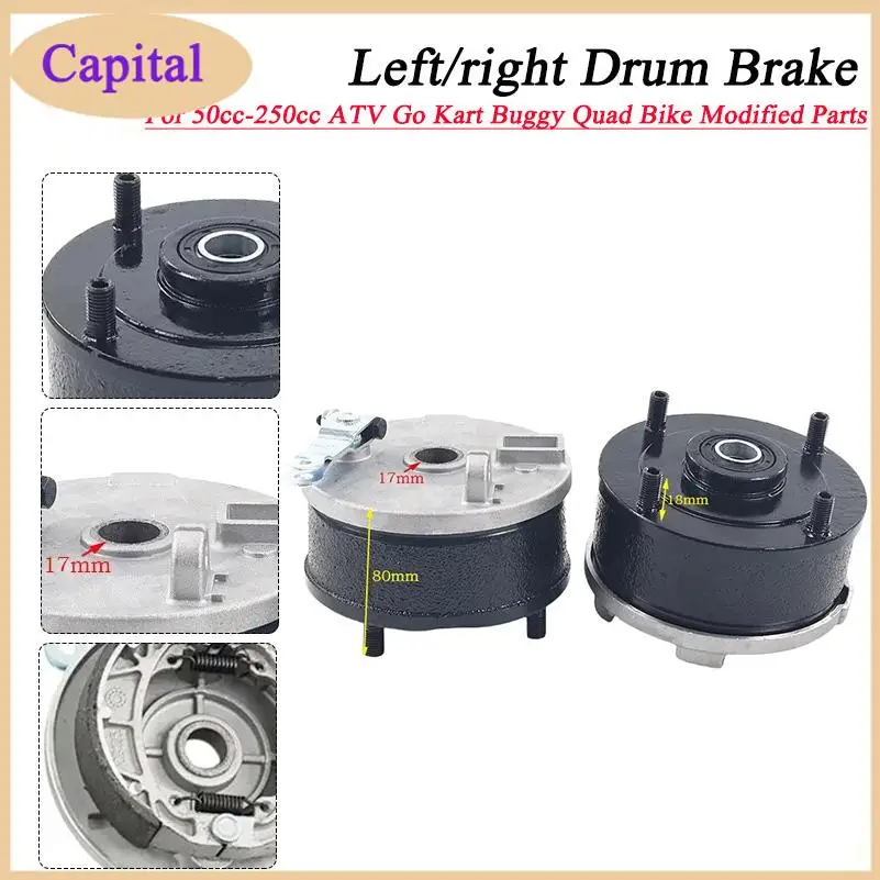 110mm(780mm) 4 Studs Left/right Drum Brake Assembly With Cover For 50cc-250cc ATV Go Kart Buggy Quad Bike Modified Partskart