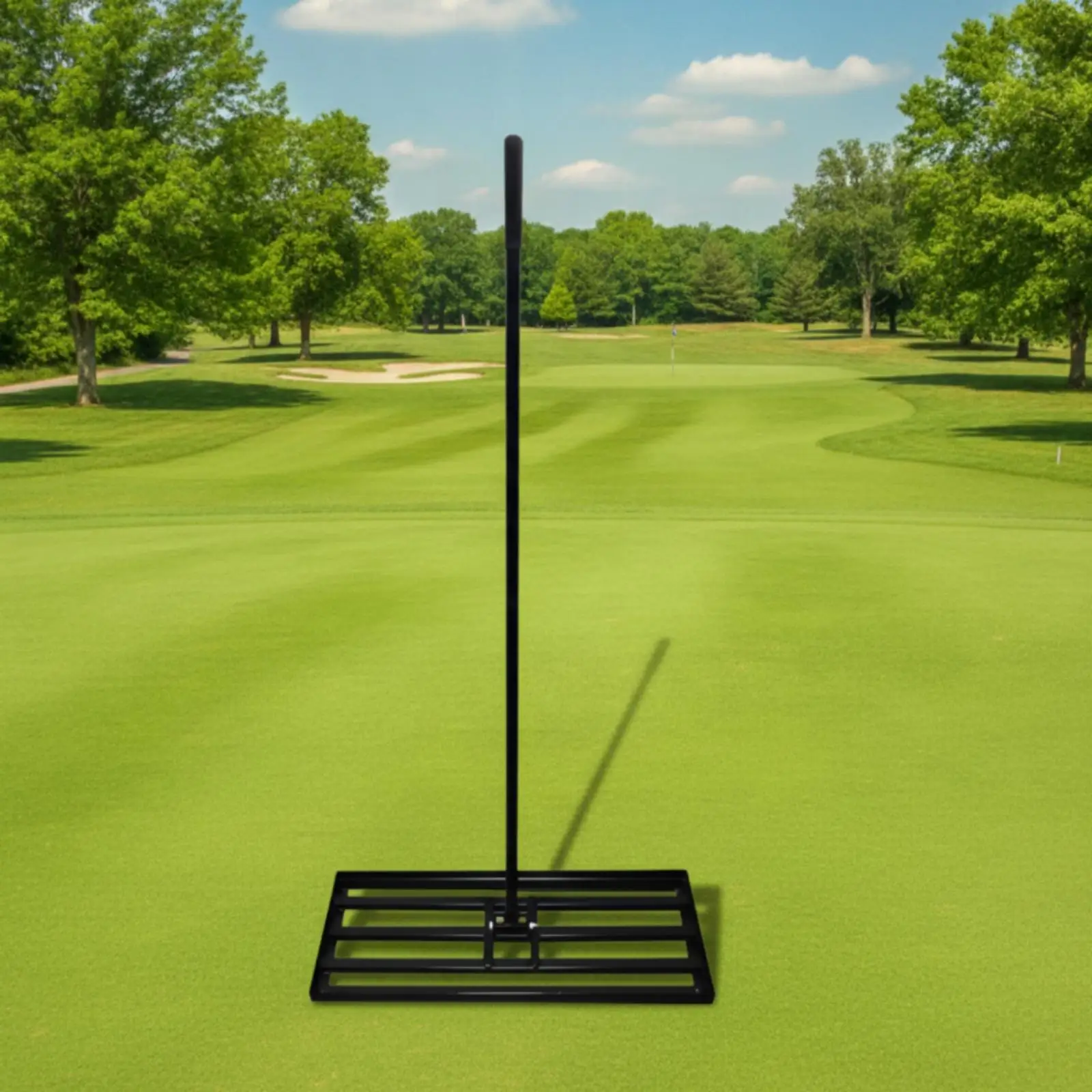 Ergonomic Lawn Leveler Rake with Steel Head Golf Turf Smoothing Tool for Soil Sand and Compost