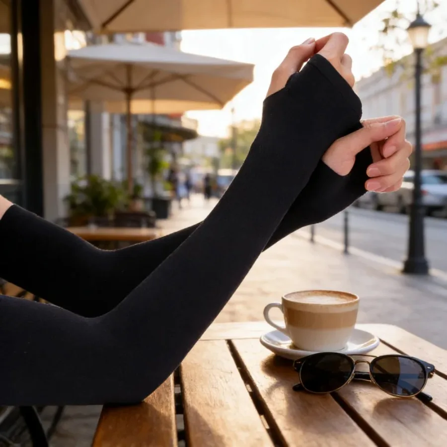 Outdoor UV Protection Arm Sleeves, Cooling Ice Silk Elastic Sun Sleeves for Driving, Cycling & Summer Use - Image 2