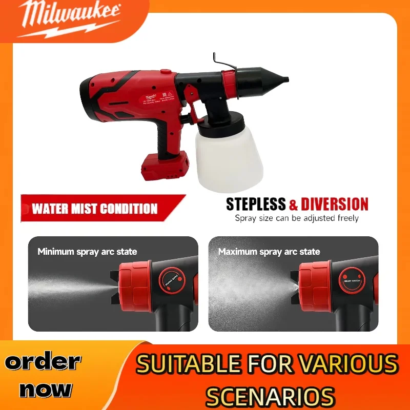 ميلووكي 18 فولت بطارية 800 مللي بندقية رذاذ كهربائية لاسلكية عالية الطاقة بخاخ طلاء المحمولة أثاث السيارات الصلب طلاء البخاخة