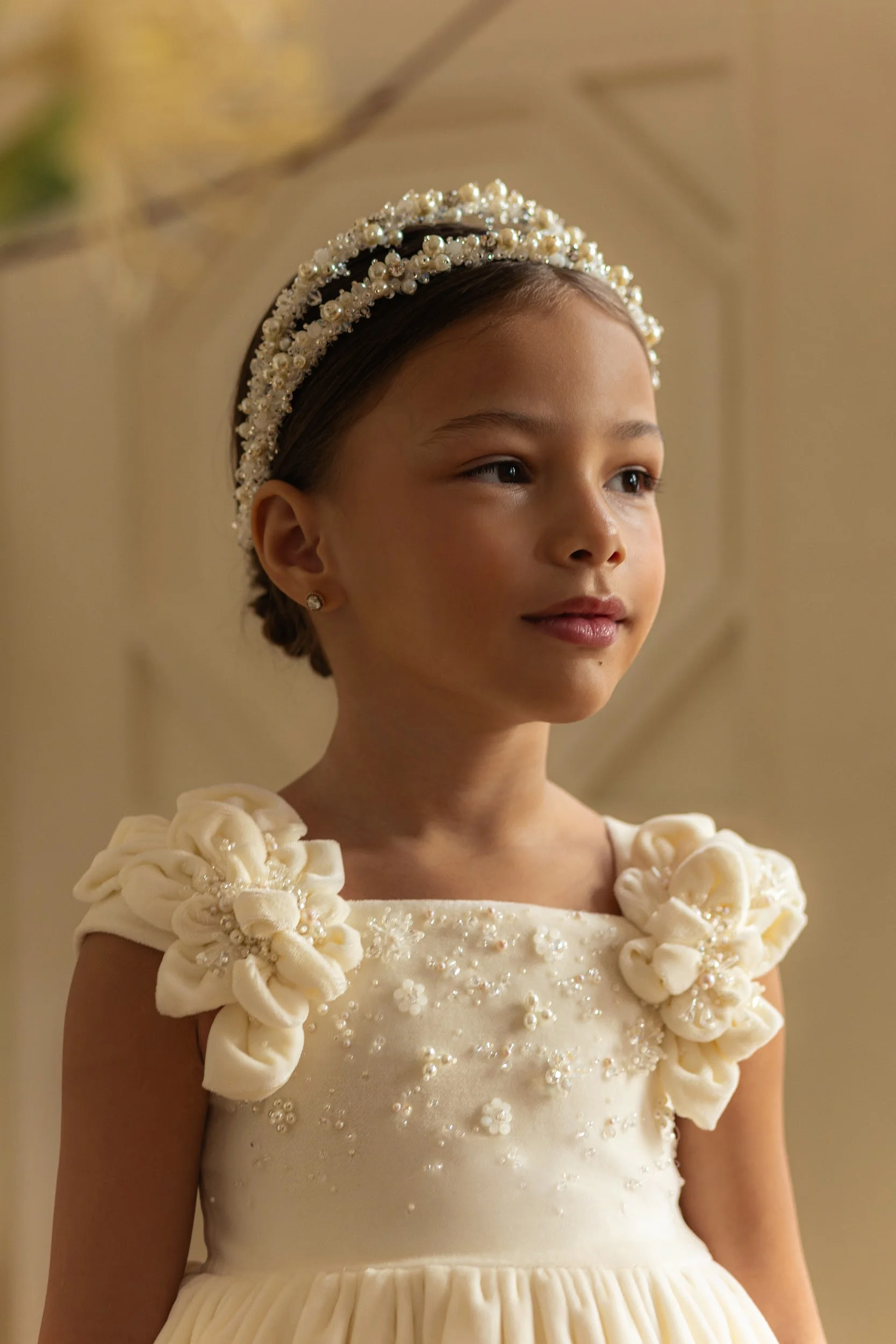 Ivory Flower Girl Dresses For Wedding Customized Floral Princess Girl's Birthday Gowns Ankle Length First Communion Dresses