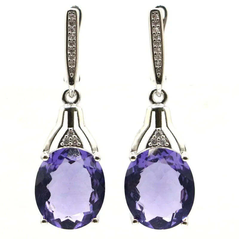 8g Customized 925 SOLID STERLING SILVER Earrings Fantastic Blood Ruby Iolite Amethyst Violet Tanzanite Citrine Violet Topaz CZ D