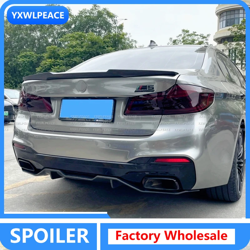 

M4 Style Real Carbon Fibrer And ABS Glossy Black Rear Trunk Lip Spoiler Car Accessories For BMW 5 Series G30 2018 - 2022