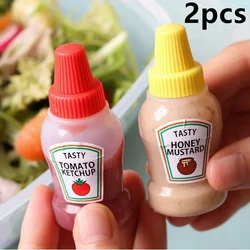 2pcs/set 25ML Mini Tomato Ketchup Bottle Portable Small Sauce Container Salad Dressing  Pantry s for Bento Box