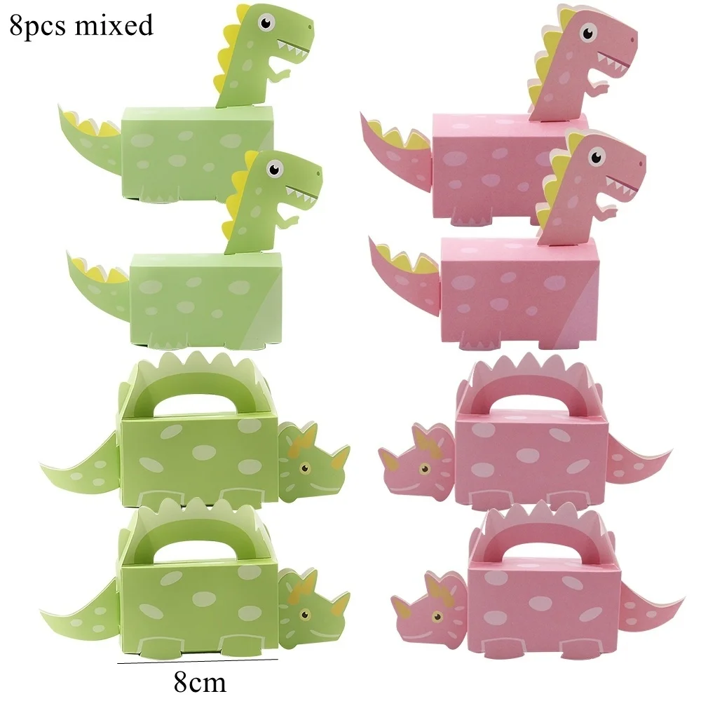 1set Pink Dinosaur Balloon Tower Carton Candy Boxes for Girl\'s Dinosaur Themed Happy Birthday Party Decorations Gifts Supply