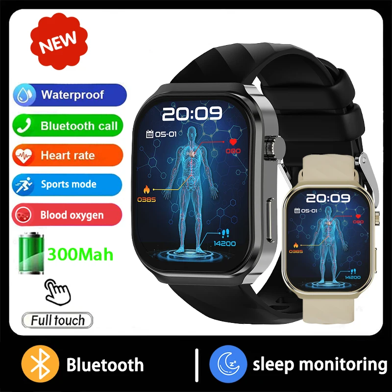 

2025 Новые часы с подключением к Bluetooth 5,3, 2,1 дюйма, 320*386, разрешение высокой четкости, мониторинг сердечного ритма и здоровья, спортивные часы