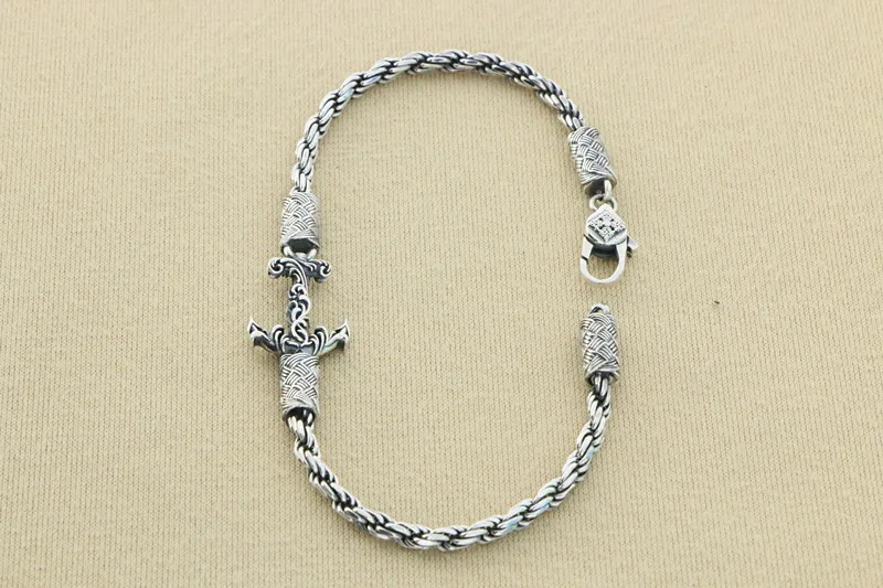 Mode Handgemaakte 925 Sterling Zilveren Persoonlijkheid Gebakken Deeg Wendingen Ketting Boot Anker Armband Mannelijke Mode Punk Vintage Thai Si