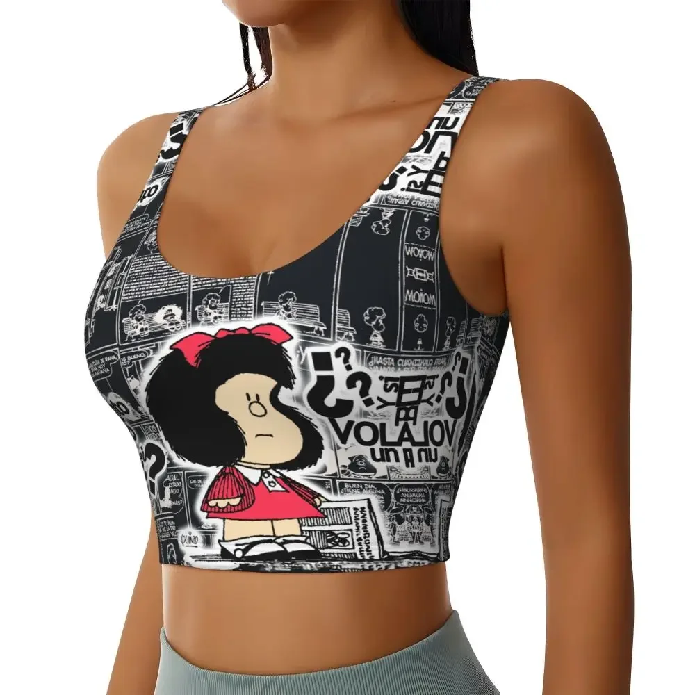 

Custom High Impact Laptop Skins Sleeves Mafalda Sports Bra for Women Quino Cartoon Manga Gym Workout Yoga Crop Top