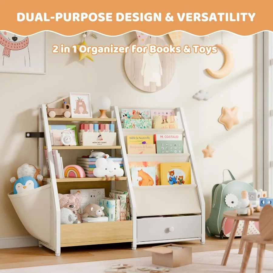 Bookshelf and Toy Storage for Nursery and Toddler Rooms MontessoriInspired Book Shelf with Natural Burlywood Finish Durable Toy