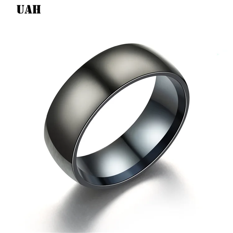 UAH 2019 New black Titanium Steel finger ring for men rings Women Glossy accessories Ring Jewelry Couple fashion Rings
