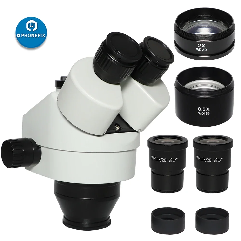 3.5X-90X 7X-45X Simul-Focal Trinocular Microscope Zoom Stereo Microscope Head for Phone PCB Soldering 0.5X 2.0X Auxiliary Lens