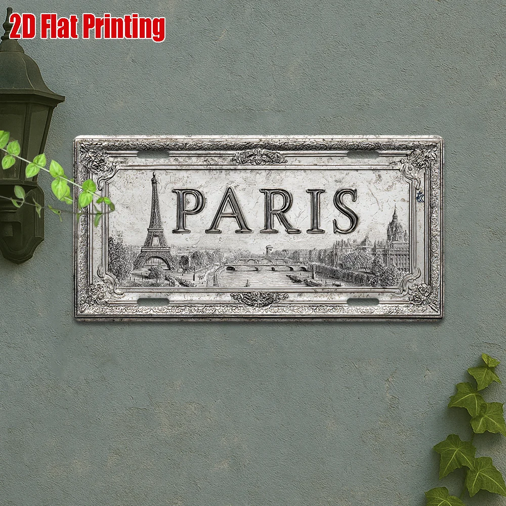 2D Flat - 2D Printed Sign, 1pc, Vintage Metal Plaque for Decorative Purposes Only, Outdoor Sign & Wall Decor, Retro City Alum