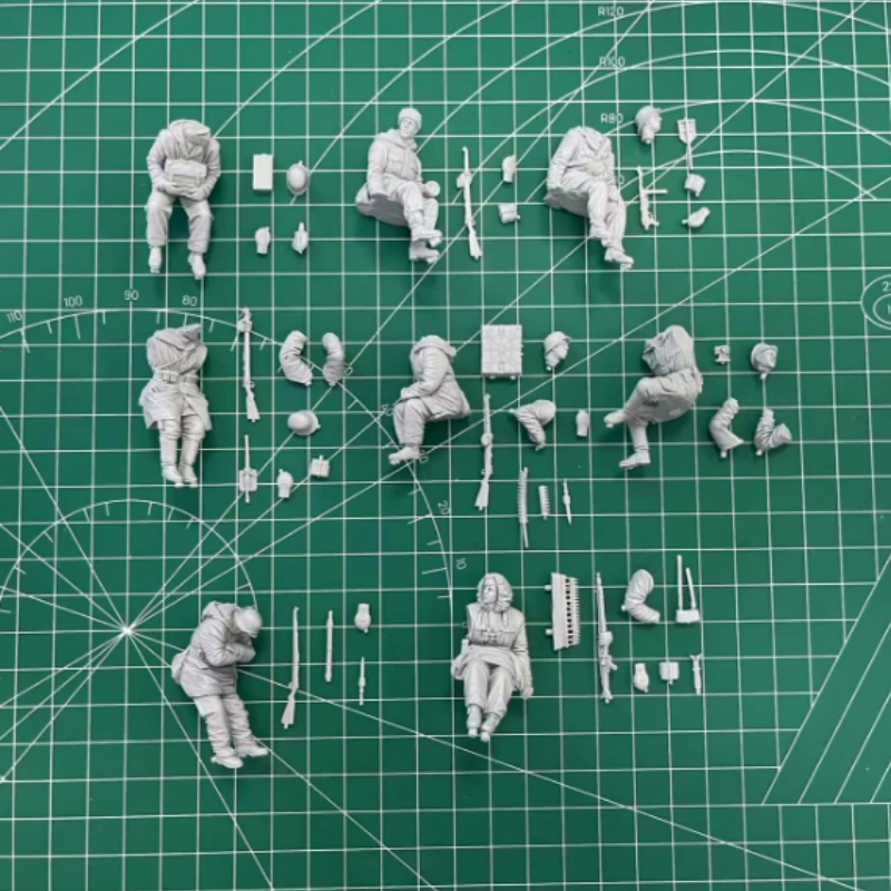 Kit de modelo de figura de resina fundida em escala 1/35 Panzergrenadiers 8 figuras (sem tanque) desmontado e sem pintura