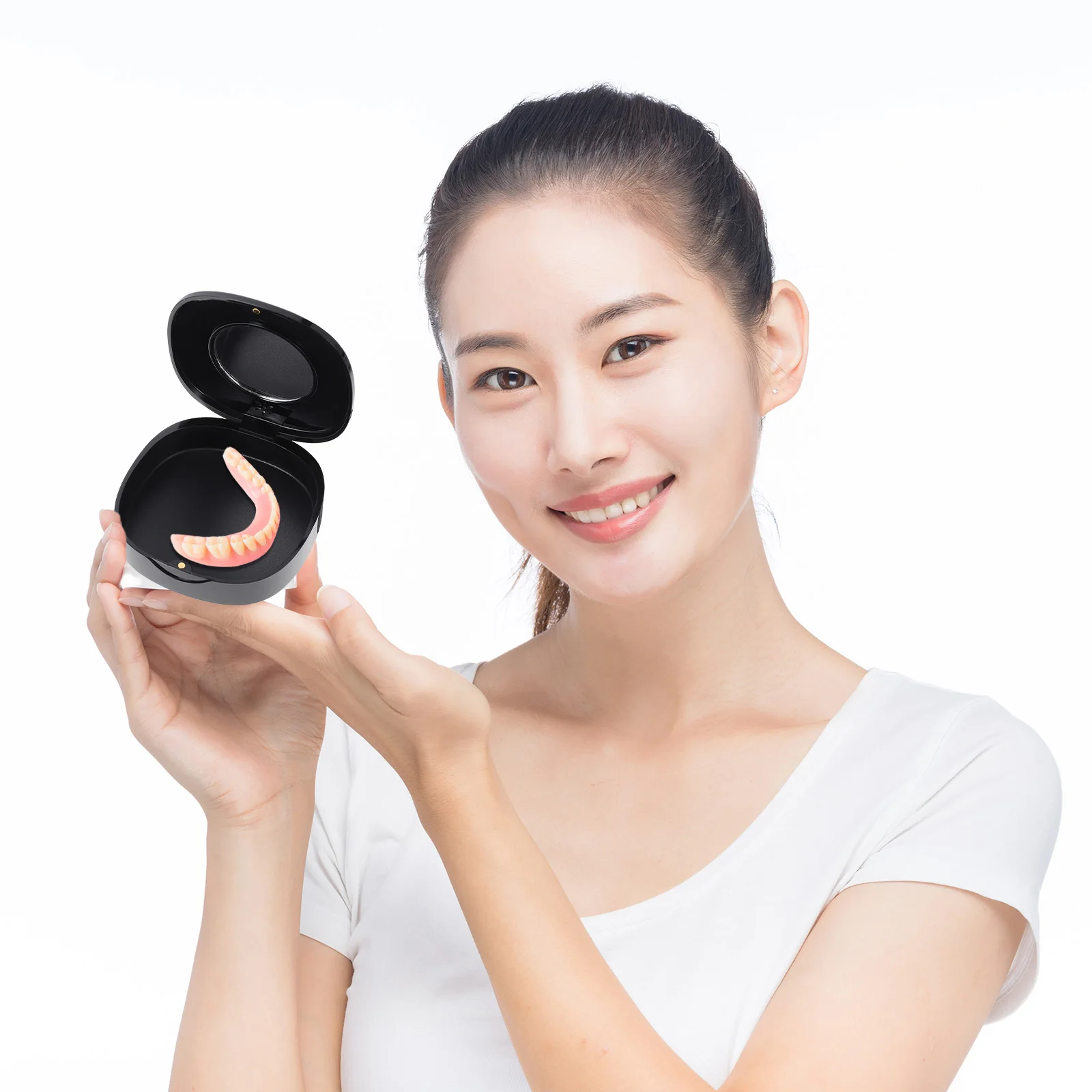

Portable Orthodontic Denture Storage Case Retainer Box Travel Size Small Compact Braces Container False Tooth Organizer