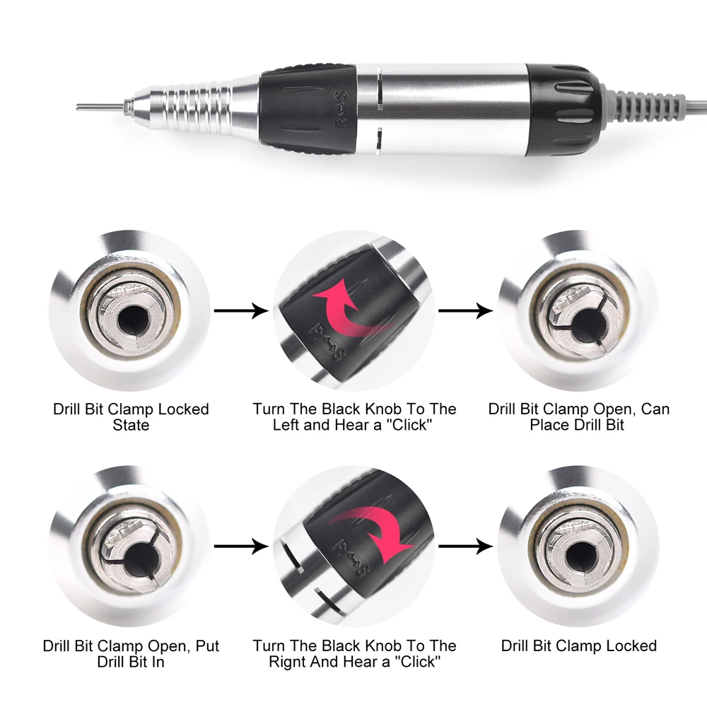 30000RPM Electric Nail Drill Machine Professional Black Pedicure Nail Sander Tools 35W Manicure Machine With 1 Set Nail Drill