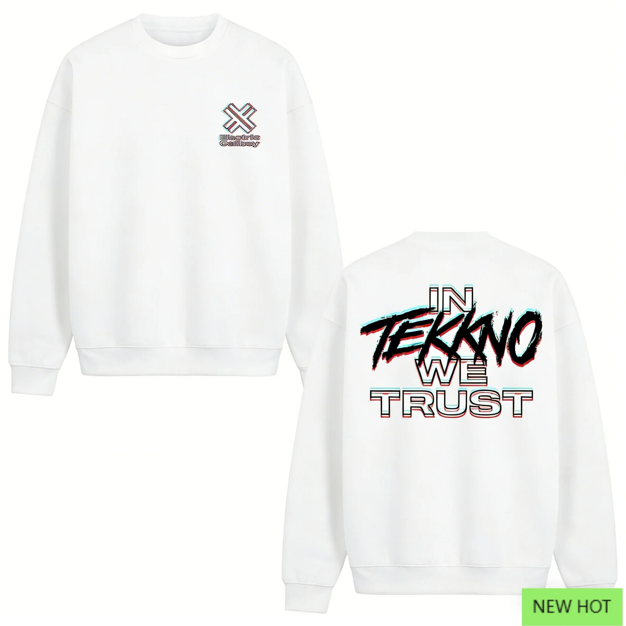 

Толстовка Electric Callboy в Tekkno We Trust Толстовка с графическим принтом белого цвета Повседневная уличная одежда унисекс для электронного вентилятора Core