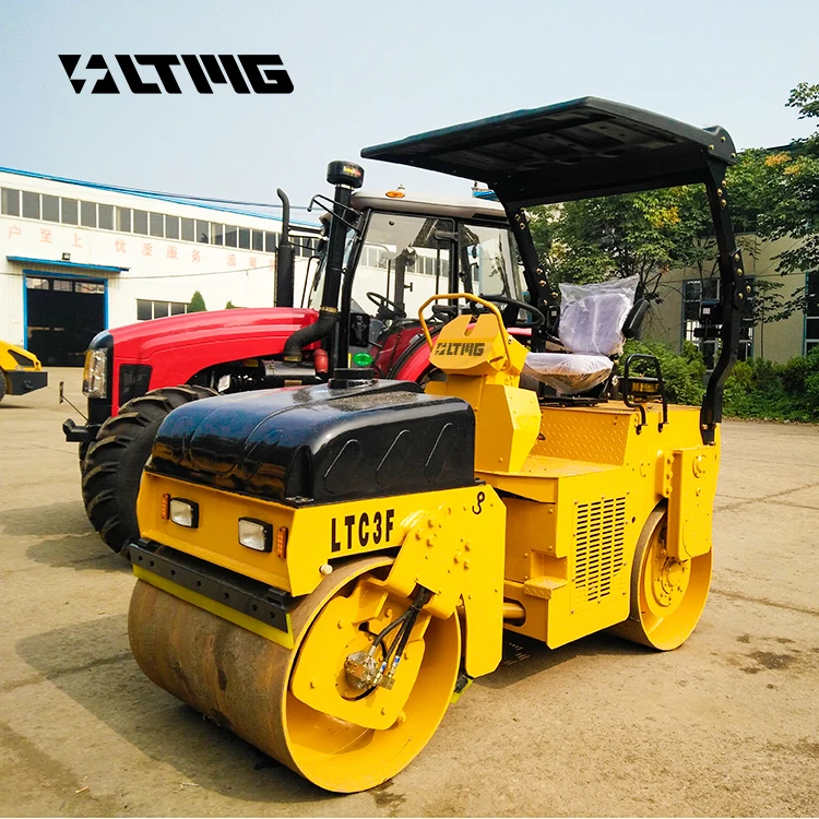 Mesin Penggilas Jalan 2000kg 3000kg 2ton 3ton Mekanis Artikulasi dengan Drum Ganda