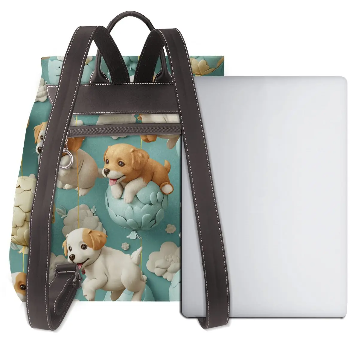 풍선 위의 강아지 3D 패턴 새로운 핫 여성용 배낭 디자이너 고품질 가죽 심플 패션 대용량 배낭