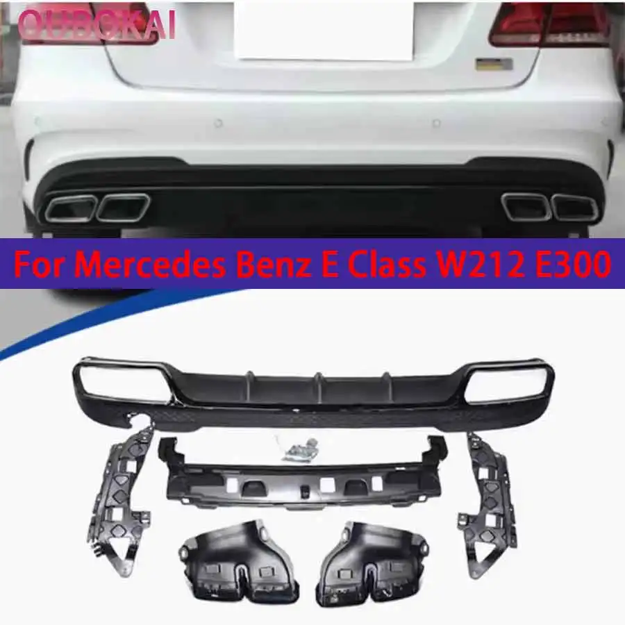 Für Mercedes Benz E-Klasse W212 E300 2013-2015 Glänzend schwarzer Heckdiffusor, Heckspoiler, Hecklippe in glänzendem Schwarz.