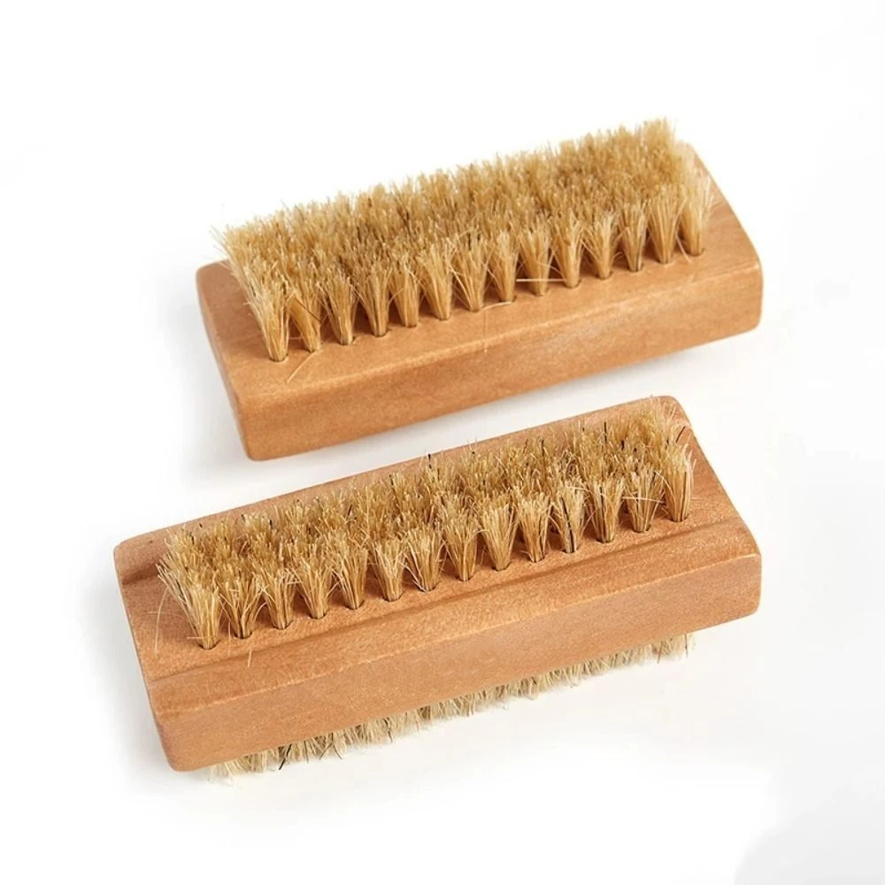 

2Pcs Double Sides Nail Cleaning Brush Bamboo Handle Bristles/Sisal Nail Art Scrubbing Brush Soft Remove Dust