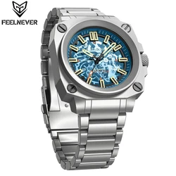 FeelNever Mechanical Man Watch Top Brand Luxury Casual Stainless Band Skeleton 100M Waterproof Luminous Automatic Men's Watches