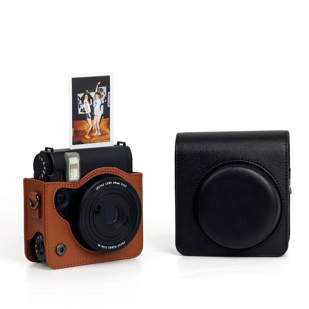 Casing kamera instan tali dapat diatur, tas penyimpanan Retro kulit PU kantong fotografi portabel tahan guncangan untuk Fujifilm Mini 99