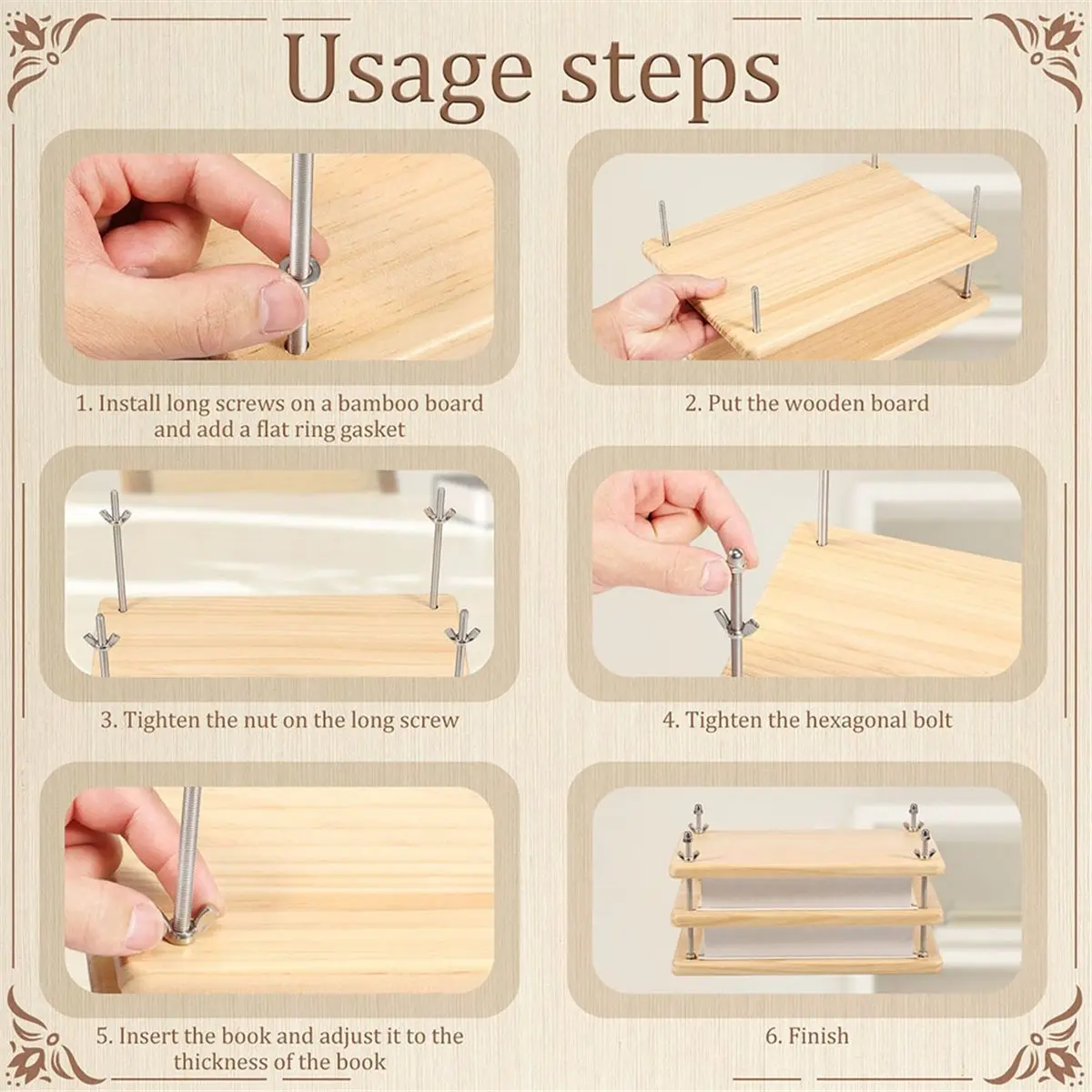 Binding Wooden Book Flat Paper Machine Book Binding Tool for Office Desktop DIY Book Binding