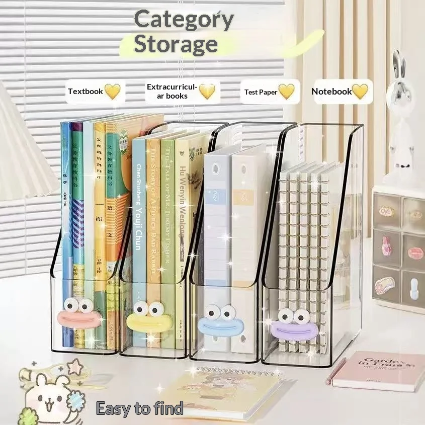 Transparent desktop file organizer, bookshelf, book stand, table shelf, office acrylic A4 paper sorting box image 2