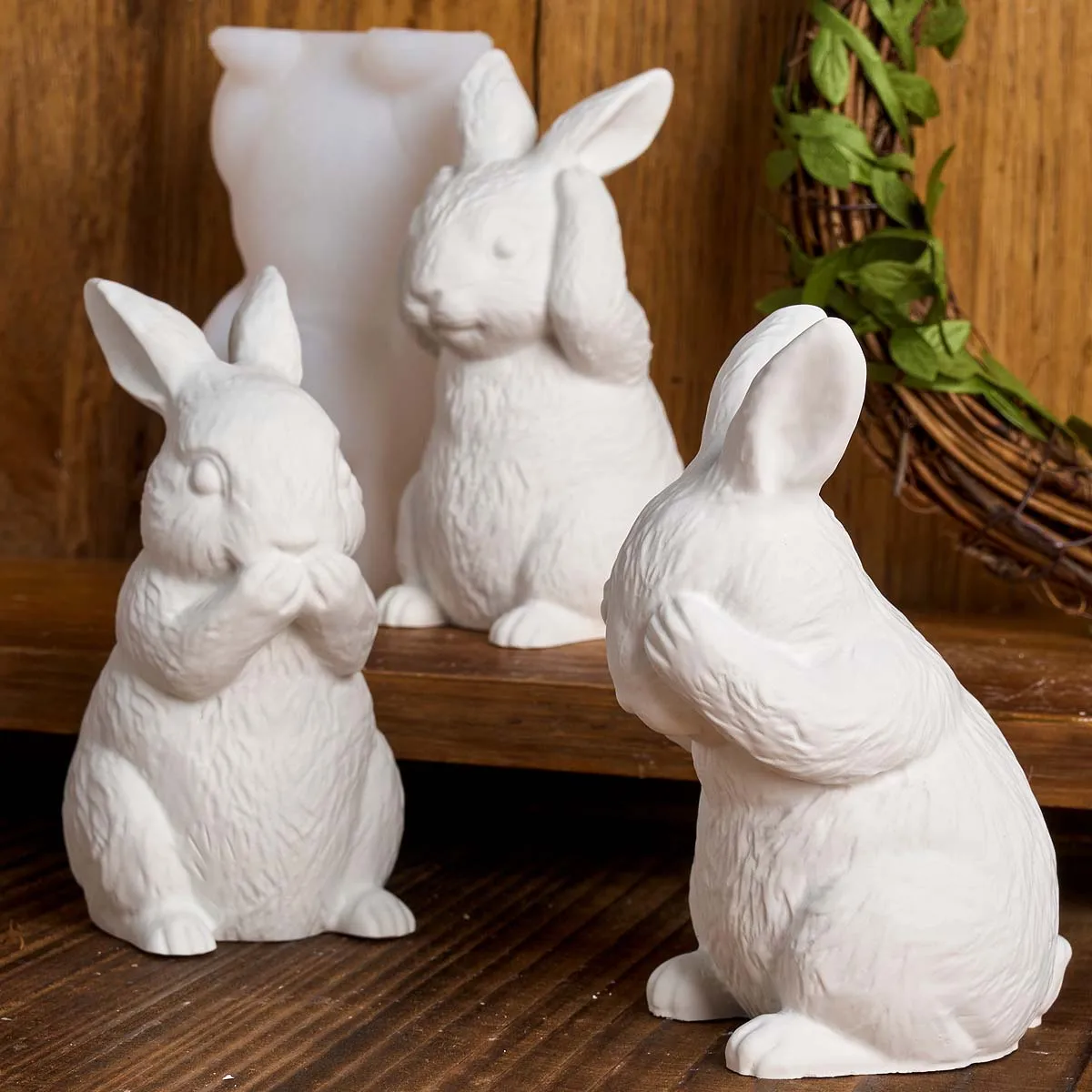 3D Easter Bunny Silicone Candle Mold DIY Cute Animal Rabbit Ornaments Casting Molds Soap Plaster Resin Making Home Crafts Decor