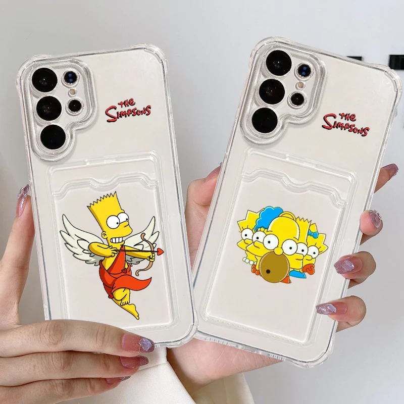 

The Simpsons Cool For Samsung A73 A72 A54 A71 A52 A53 A32 A22 A14 A13 A23 5G Photo Card Bag Transparent Back Phone Case