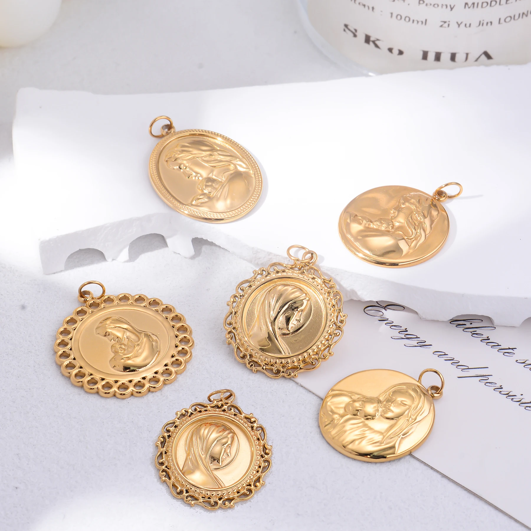 

5pcs Religious Stainless Steel Charms Pendants God Virgin Mary Medal DIY Jewelry Making Necklace Accessories Wholsesale