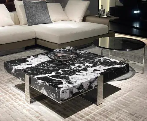 

Italian Minimalist Marble Square Coffee Table Living Room Home Size Apartment Light Luxury Simple Designer High-end Combination