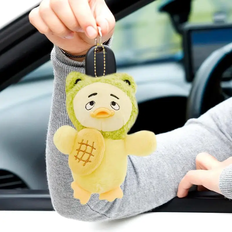 Duck Keychain Plush Toy Cartoon Duck Keyring Charm Soft Portable Key Rings Decoration For Bags Purse Backpacks Car Keys