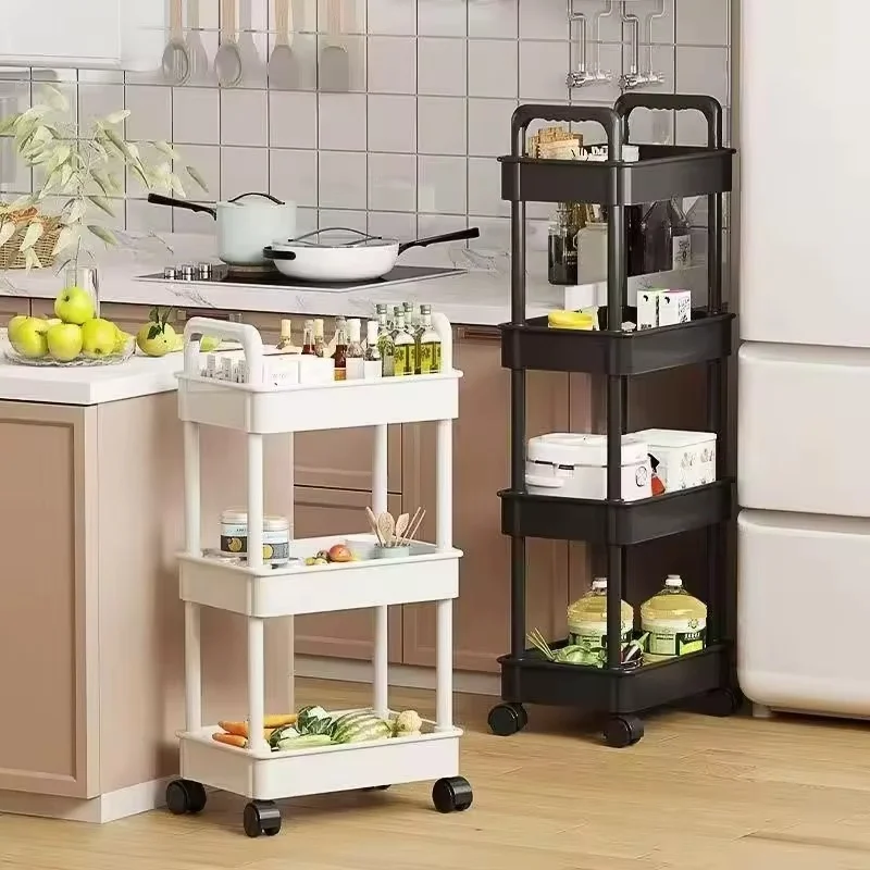 5-Tier Mobile Kitchen Cart with Wheels, Versatile Storage Rack for Fruits, Veggies, Snacks, and Books
