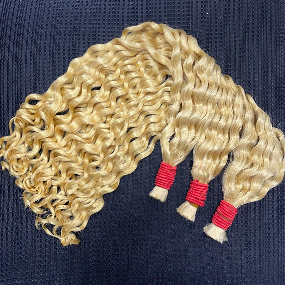 613 Deep Wave Bulk jungfräuliches menschliches Haar natürliche unverarbeitete Flecht verlängerung 18 30 Zoll lockige blonde Farbe für Fashion ista