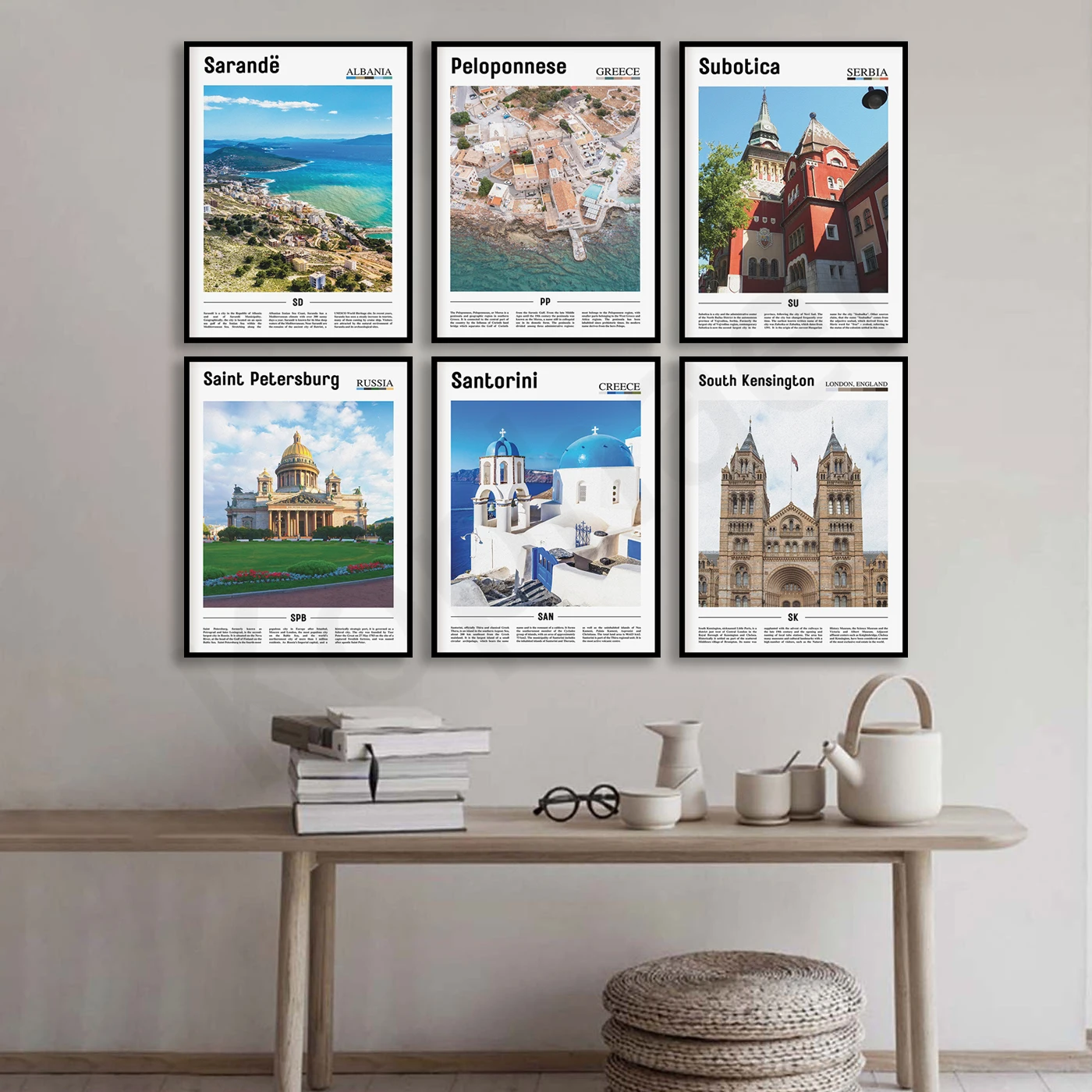 City Landscape Poster St. Moritz Hampstead South Kensington Santorini St. Peter Vaduz Grindelwald Subotica Salander Cavtat