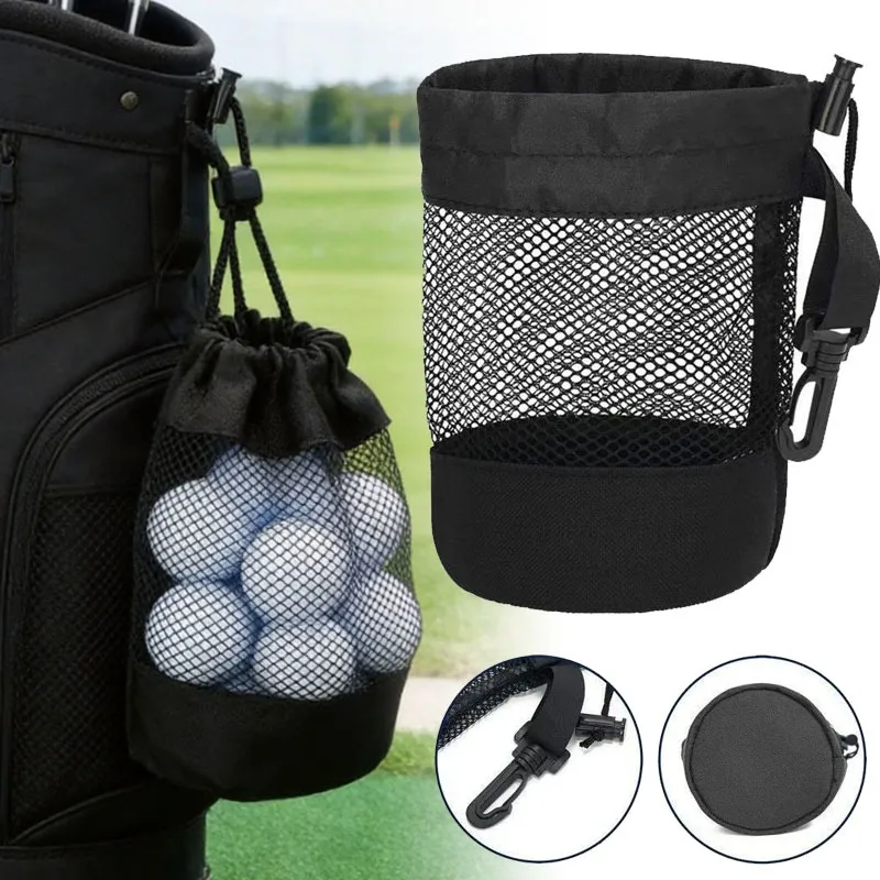 Polyester Drawstring Golf Ball Storage Bag Mesh Pocket Easy Organization Lightweight  Outdoor Sports Portable Golf Accessories