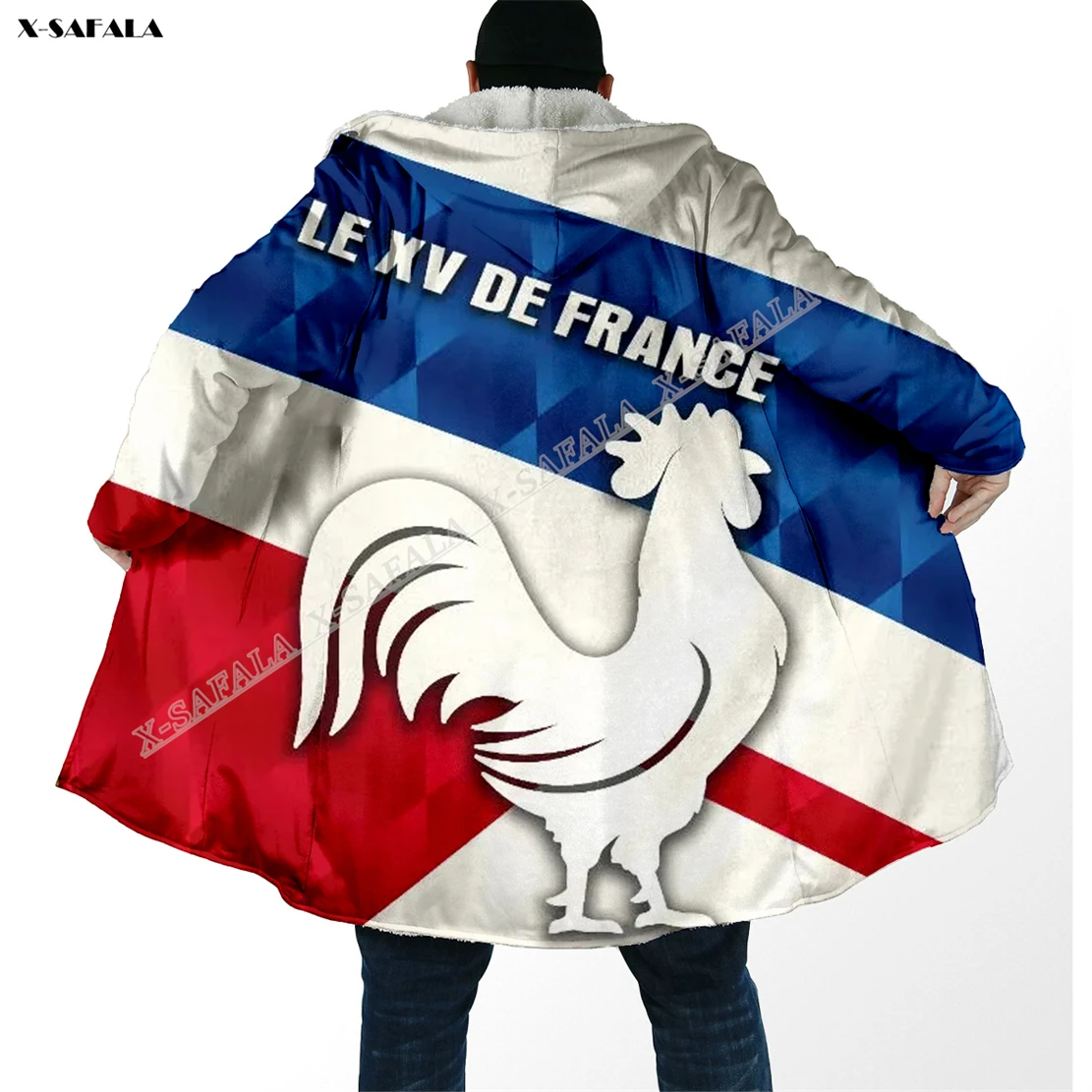 France Rugby Rooster Tonga Kolisi Scotland UK Ghana 3D Printed Overcoat Hooded Blanket Coat Fleece Men Female Cloak Winter Warm