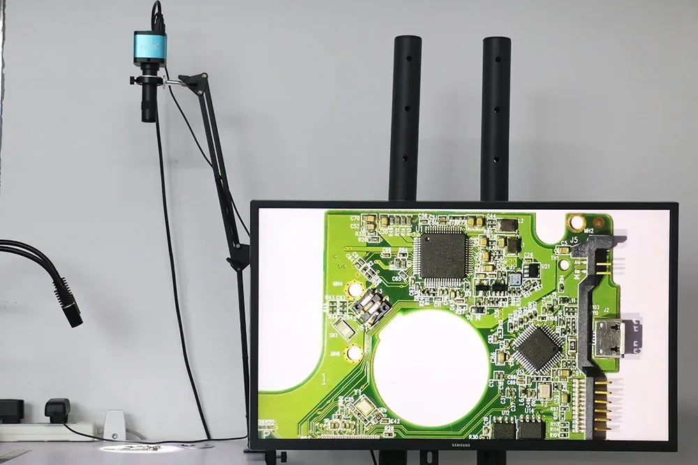 Zoom 130X 1080P 48MP 4K 2K HDMI USB cámara microscópica industrial lente de visión grande con montura C para reparación de teléfonos adquisición de imágenes Igital
