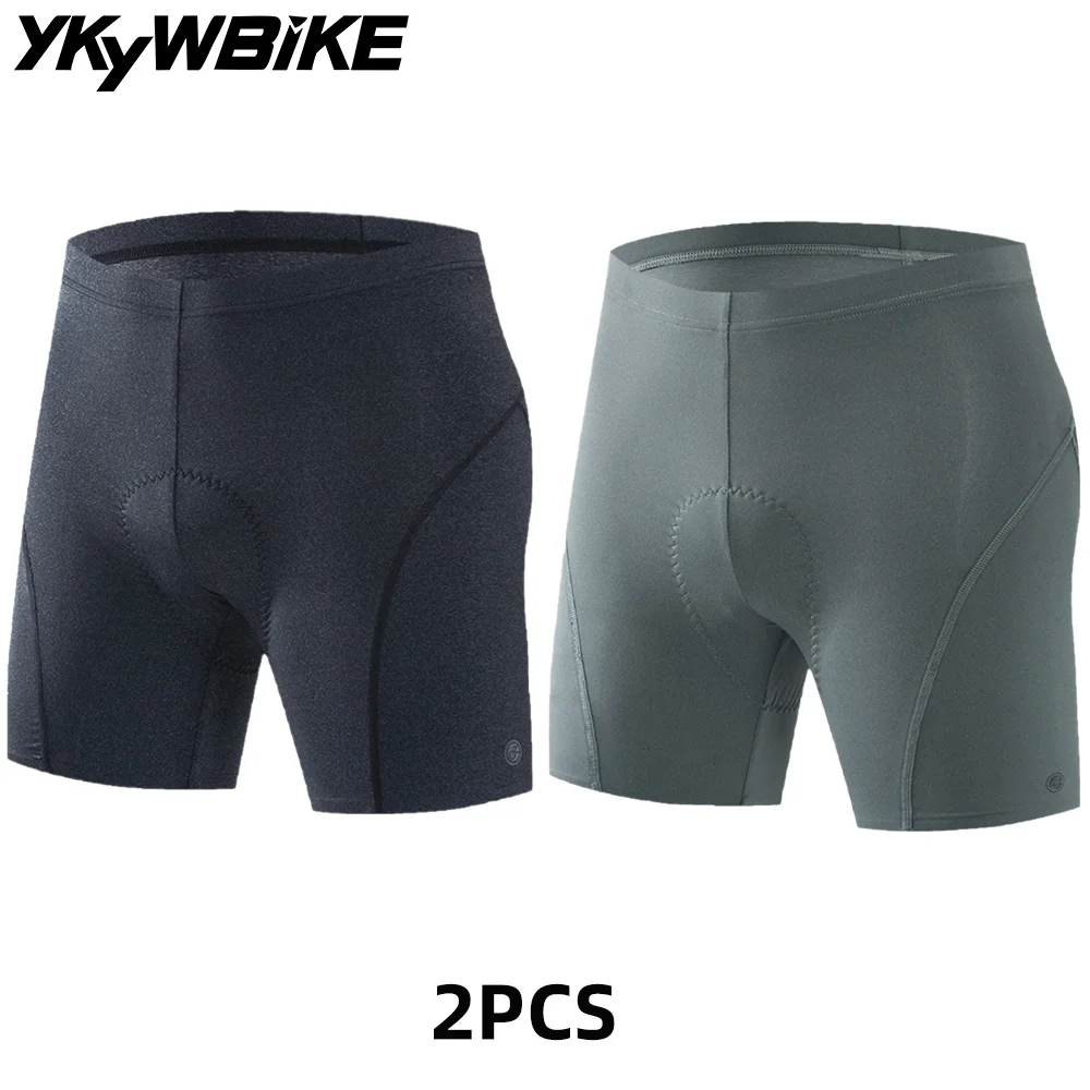 YKYWBIKE 2pcs Men's Cycling Underwear Bicycle Belgium Padded Shorts Road Bike MTB Shorts Bicycle Liner Shorts