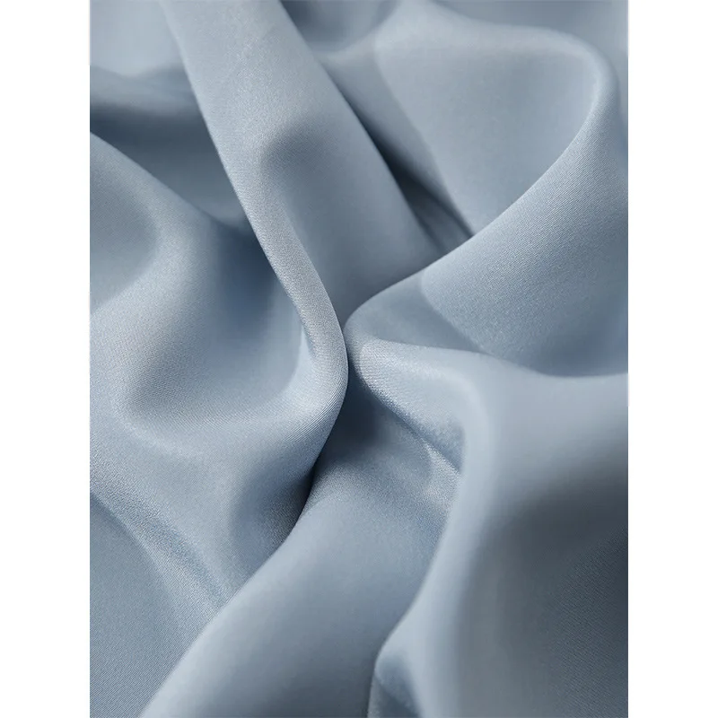 Elastisches Krepp-Seidenkleid für den Sommer, neues Damen-Hemd mit hoher Taille