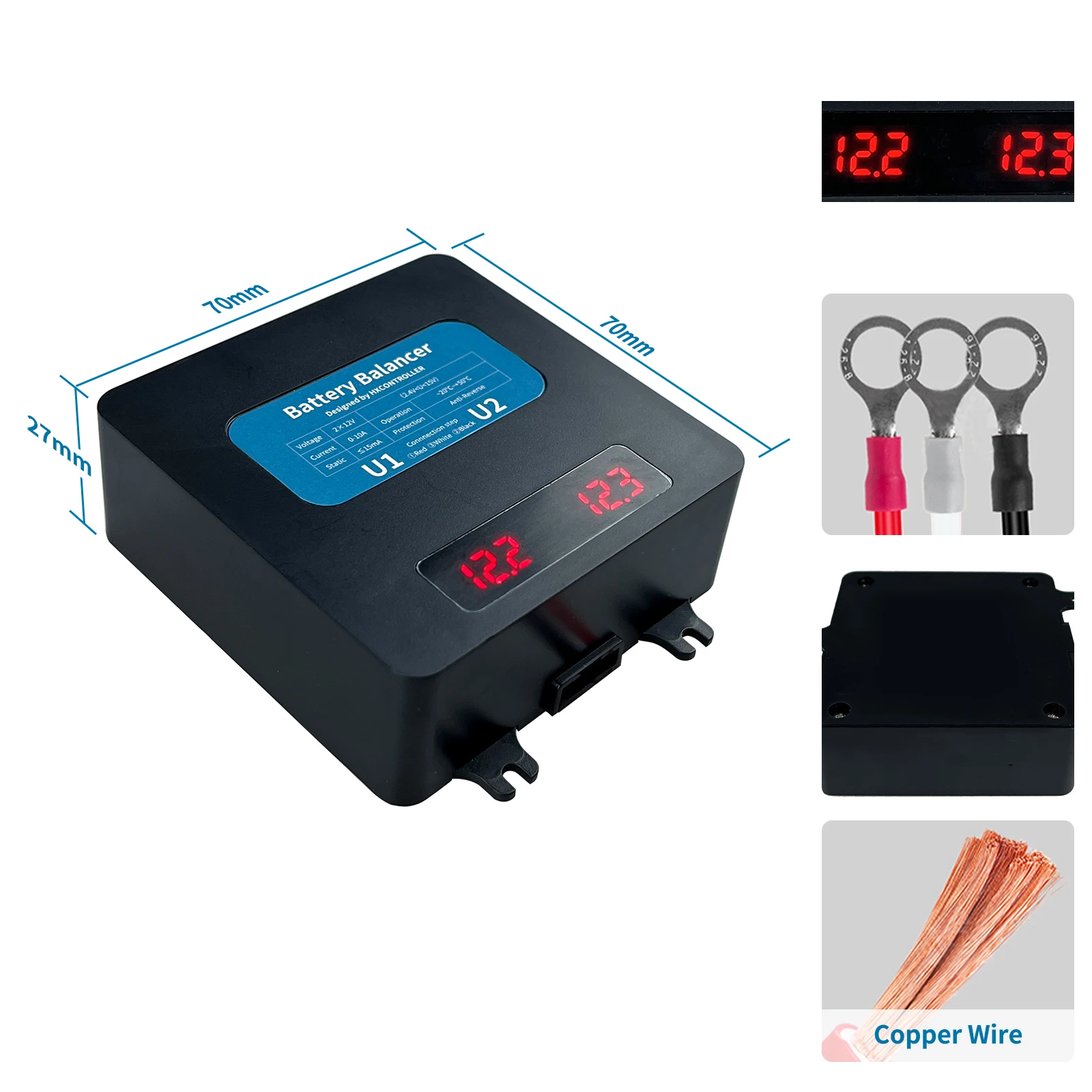 Imagem -06 - Bateria Balancer de Voltagem com Display Led Ácido ao Chumbo Lifepo4 Lítio para Sistema Painel Solar 48v 96v 4x12v