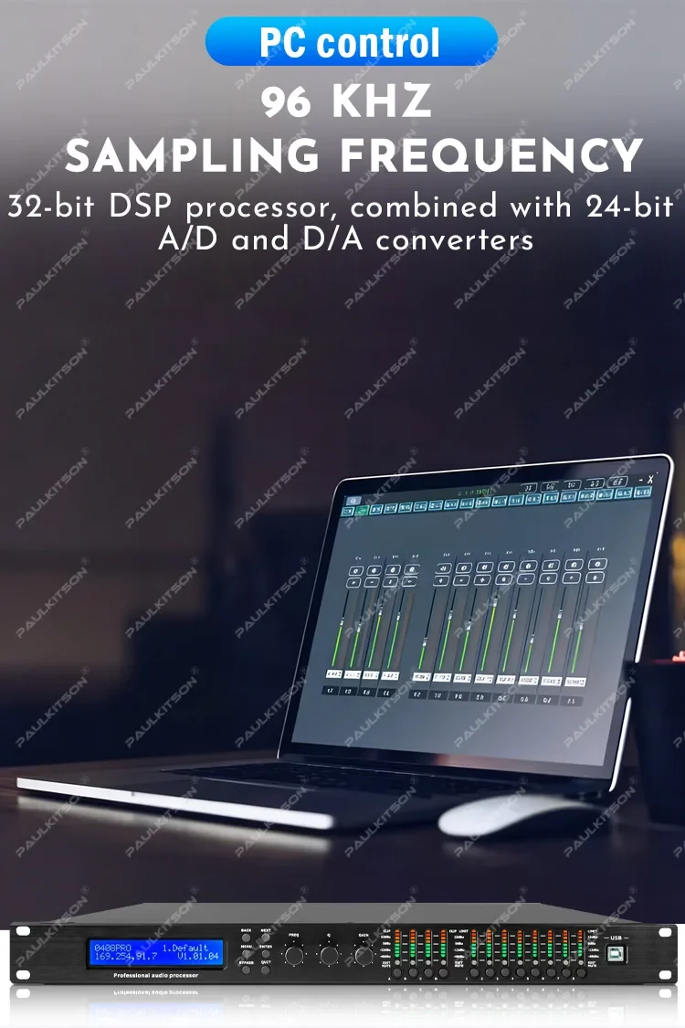 Paulkitson PX48 Digitaler Audio-Prozessor Driver Rack 4-Eingänge 8-Ausgänge 96K DSP FIR Lautsprechermanagementsystem für Live-Bühnenevents – Detail 3