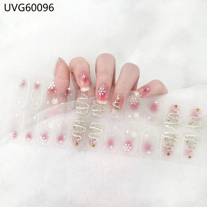 Pegatina 3D navideña para manicura, Parche de uñas de Gel semicurado, adhesivo deslizante, accesorios de manicura DIY para mujer, lámpara UV, moda