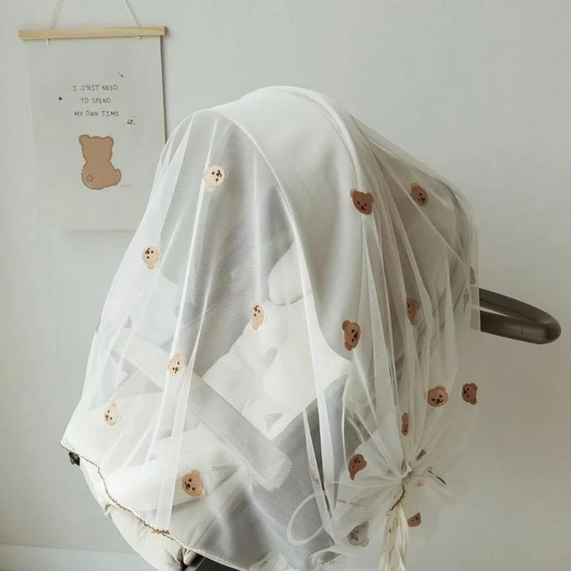 

J15U Net Insect Netting for Infant Stroller Net for Pushchair Pram Bassinets Summer Sun-Shade Cover Travel Gear