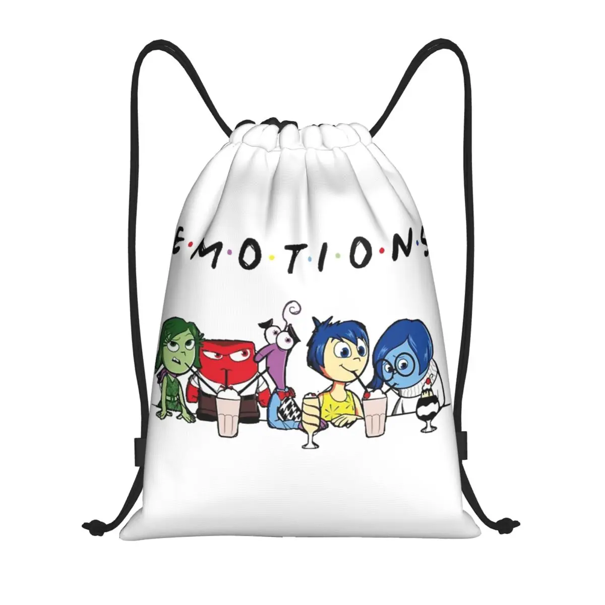 Inside Out Emotions Anger Drawstring Bags Sports Backpack Gym Sackpack Cartoon String Bags for Yoga