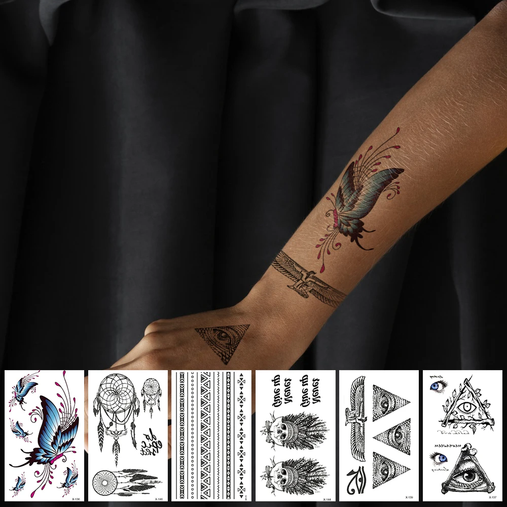 

Waterproof Temporary Fake Tattoos Stickers,Water Transfer Small Pattern Decals,Skull Eyes Butterfly,Body Art for Man Women Girls