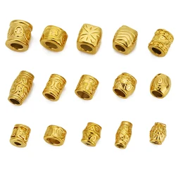 5pcs Stainless Steel Vintage Loose Beads Big Hole Carved Spacer Beads Charms for DIY Bracelets Necklace Jewelry Making Supplies