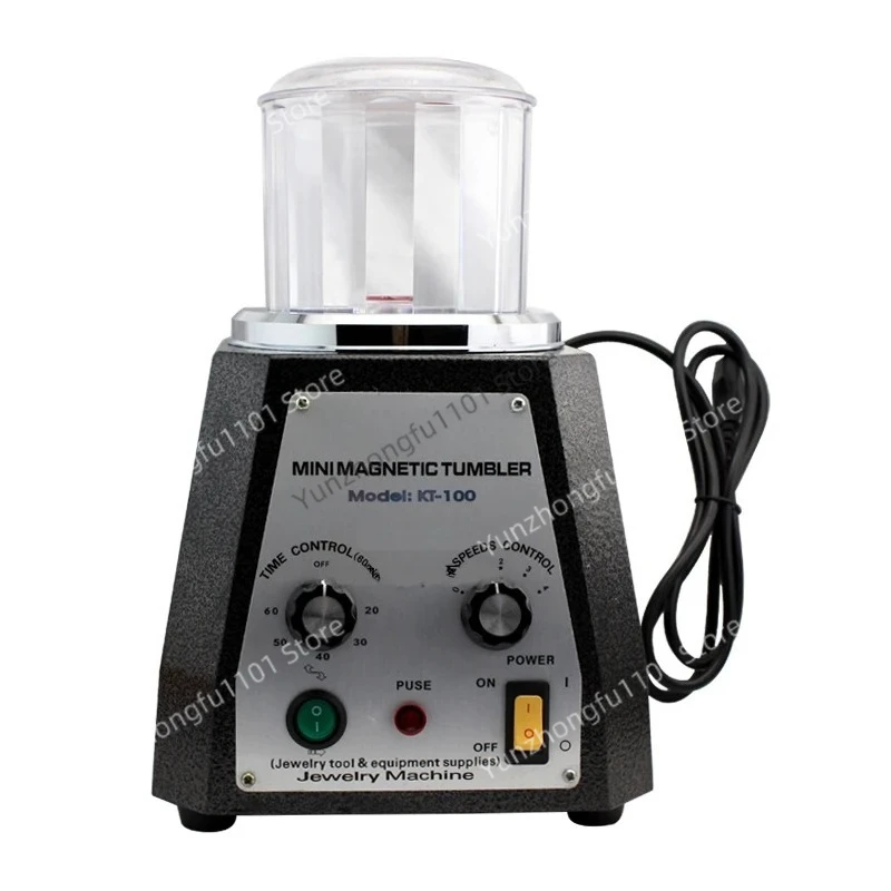 Mini Magnetic Tumbler Magnetic Polishing Machine Diamond Polishing Tumbler Gemstone Polisher KT-100